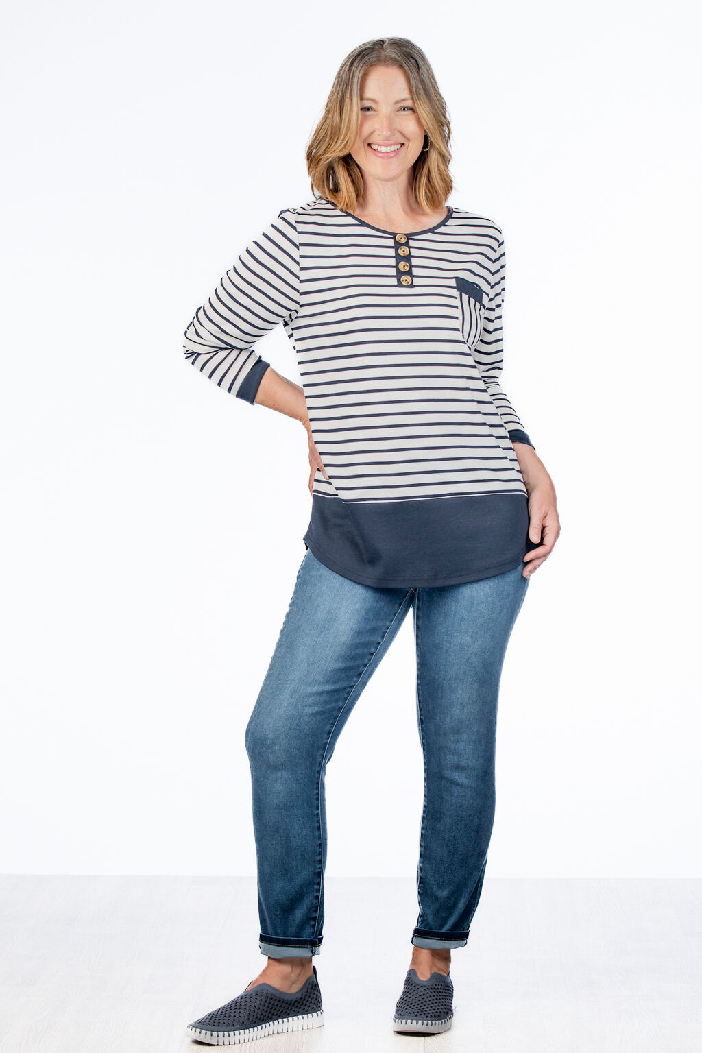 Stripe Button Top  Image 3