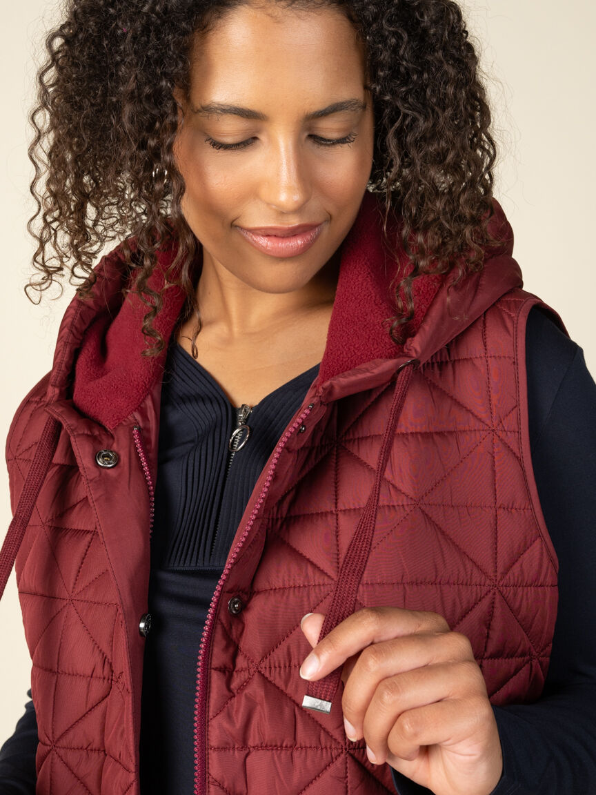 Quilted Long Hooded Vest Image 4