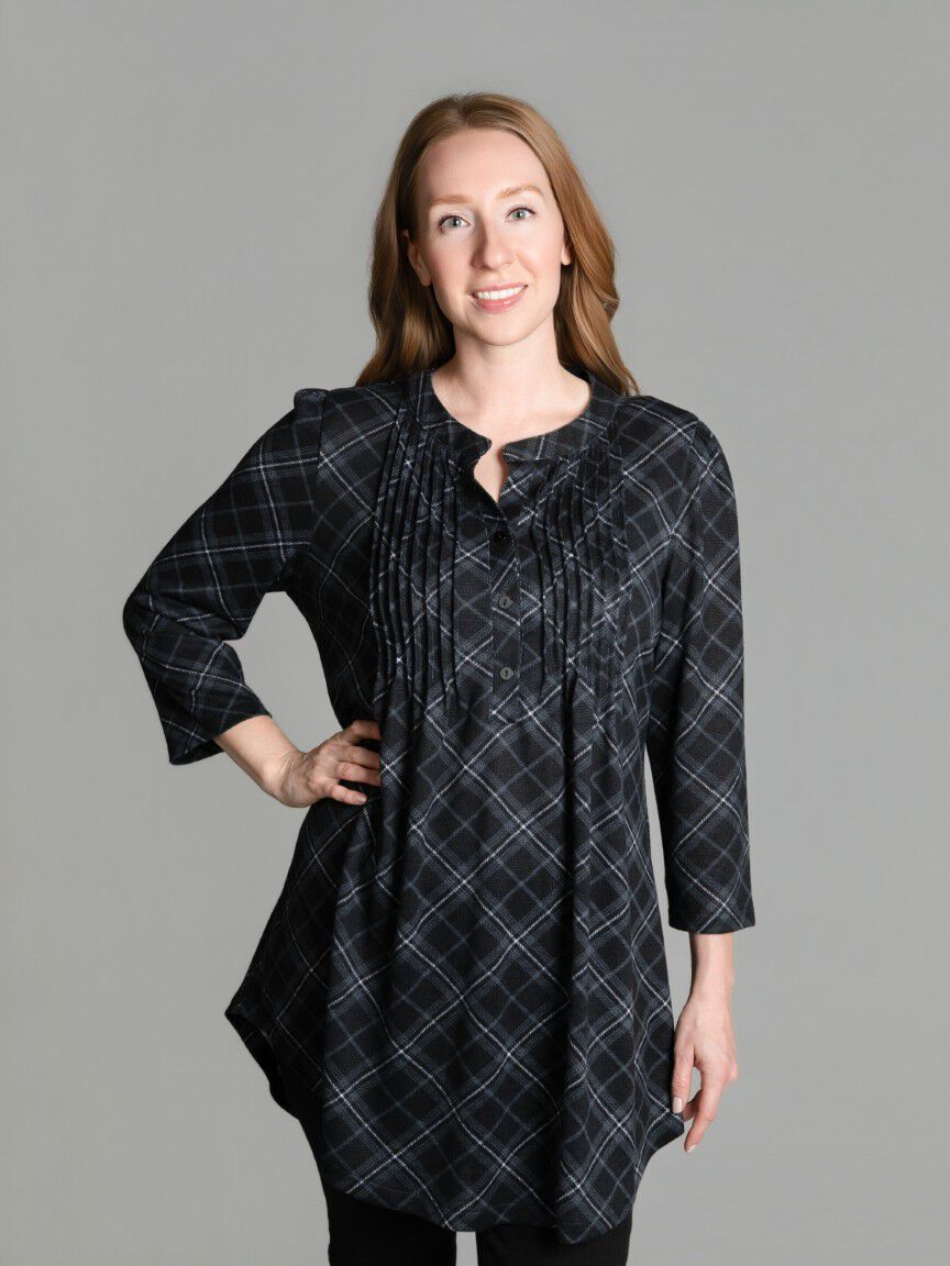 Pintuck Plaid Tunic Image 1