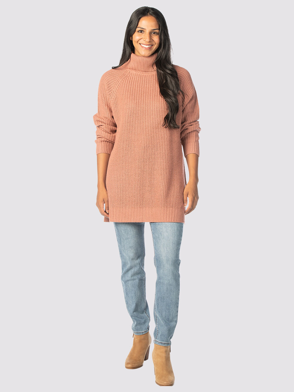 Solid Tunic Sweater Image 2