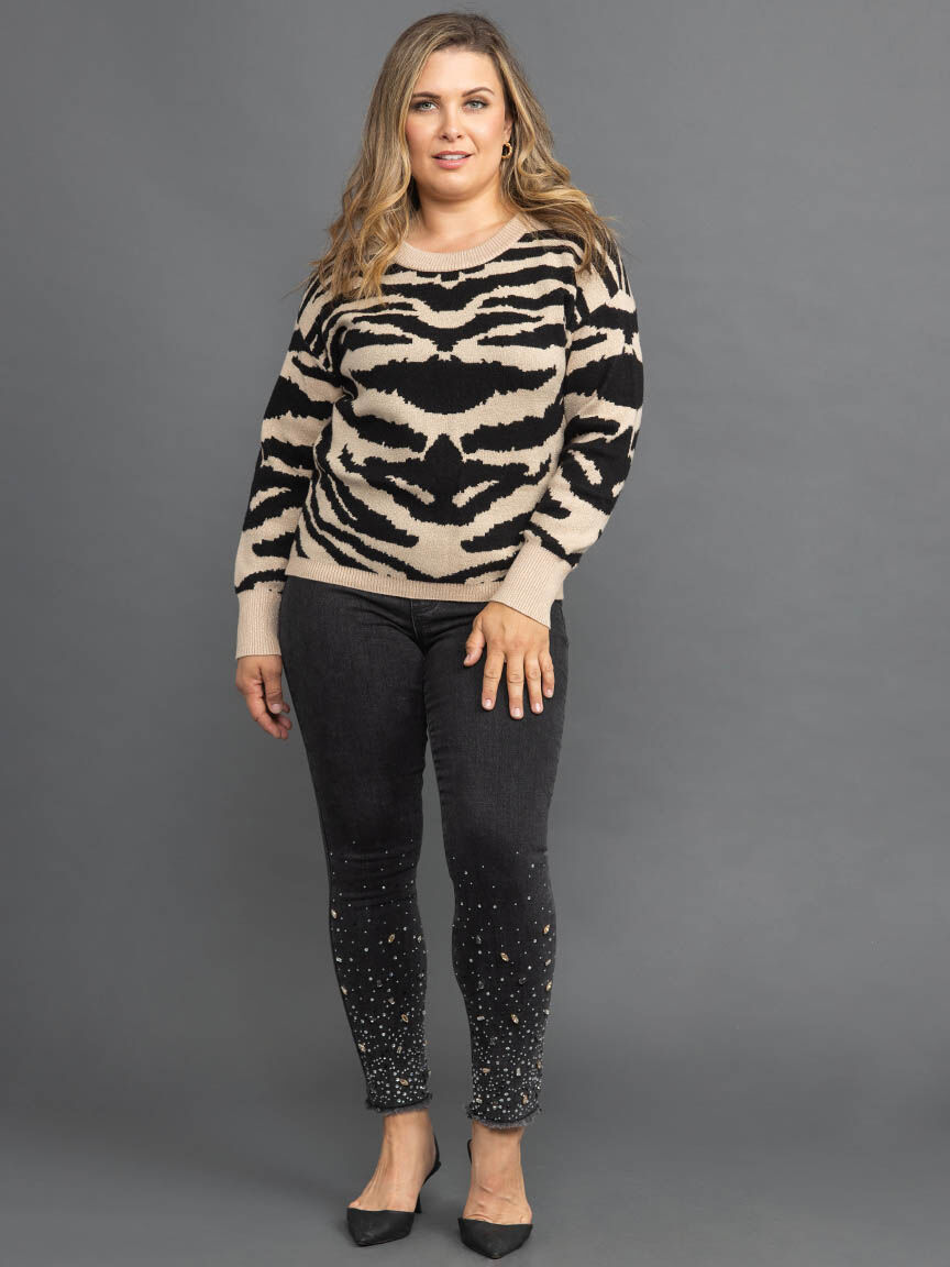 Crew Neck Jacquard Sweater