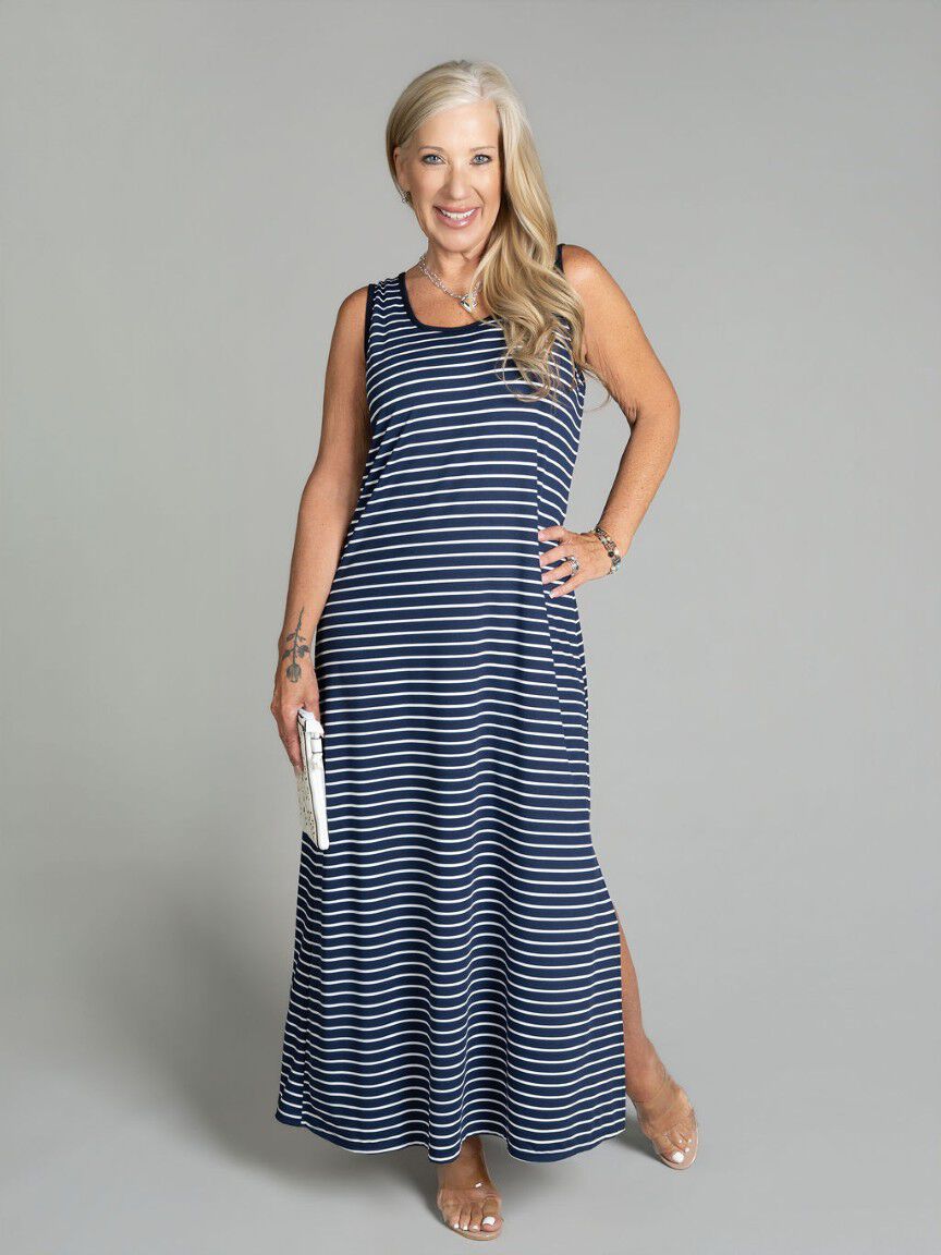Sleeveless Striped Maxi Dress