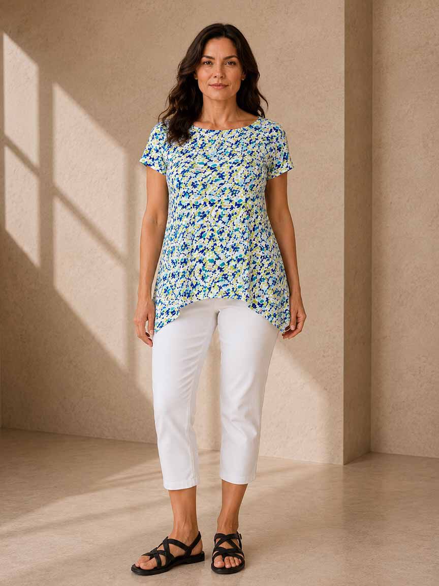 Short Sleeve Boat Neck Top