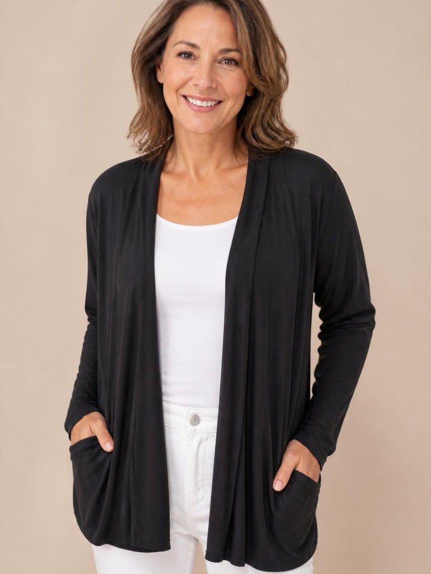 Open Front Cardigan With Pockets
