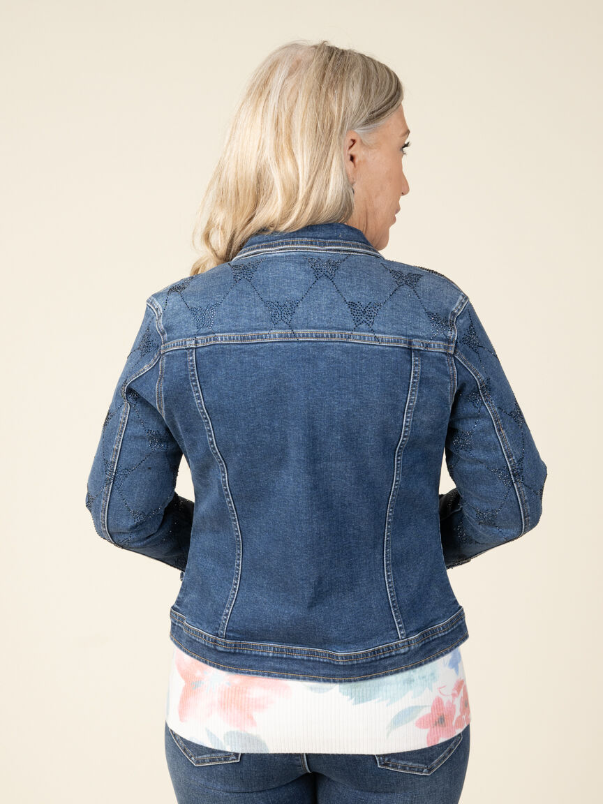 Denim Jacket with Hotfix Butterfly Detail