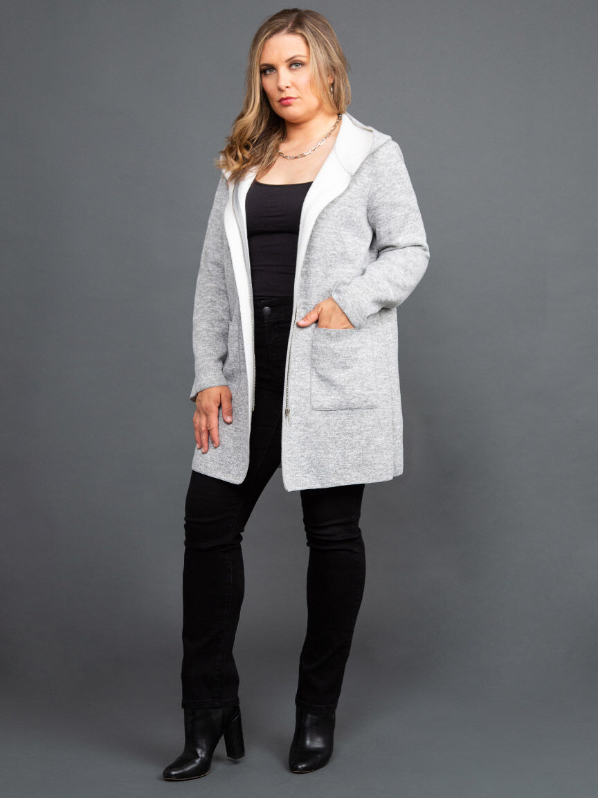 Hooded Zip-Up Coatigan Image 4