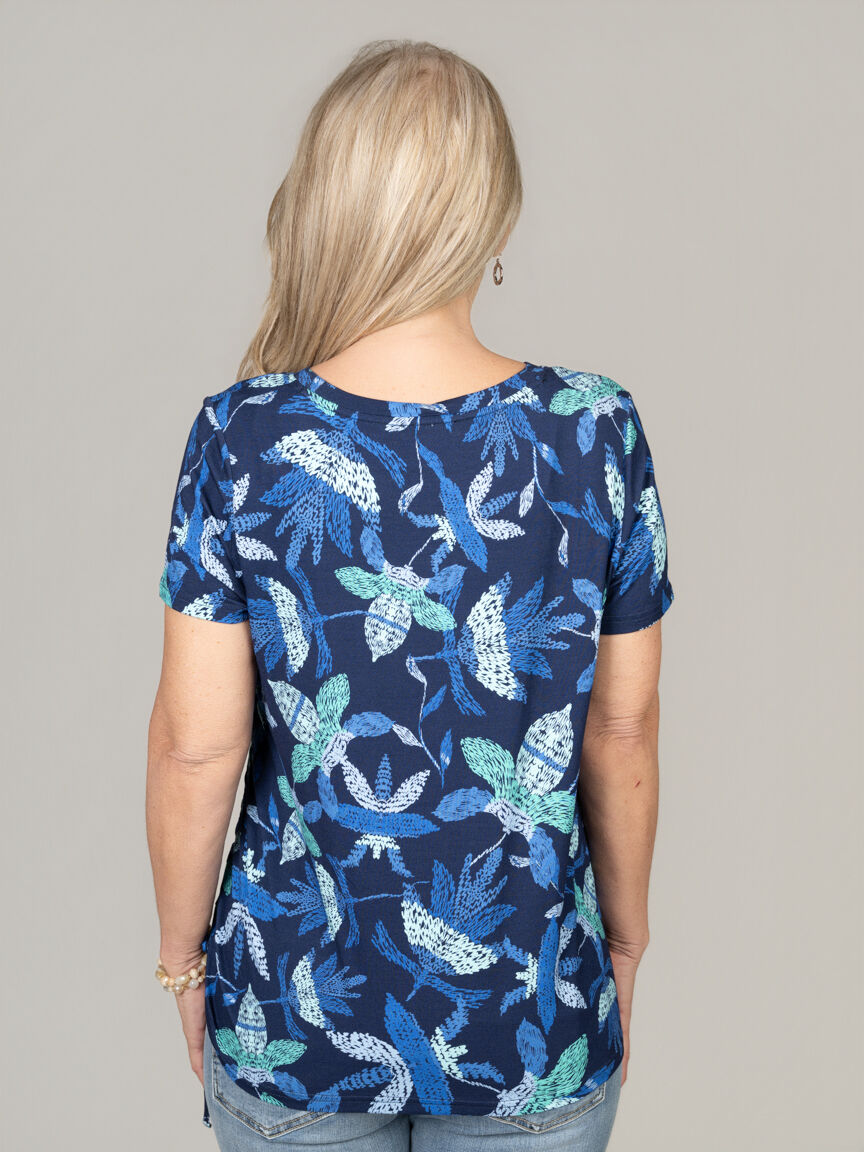 Short Sleeve Top with Drawstring Side Ruching