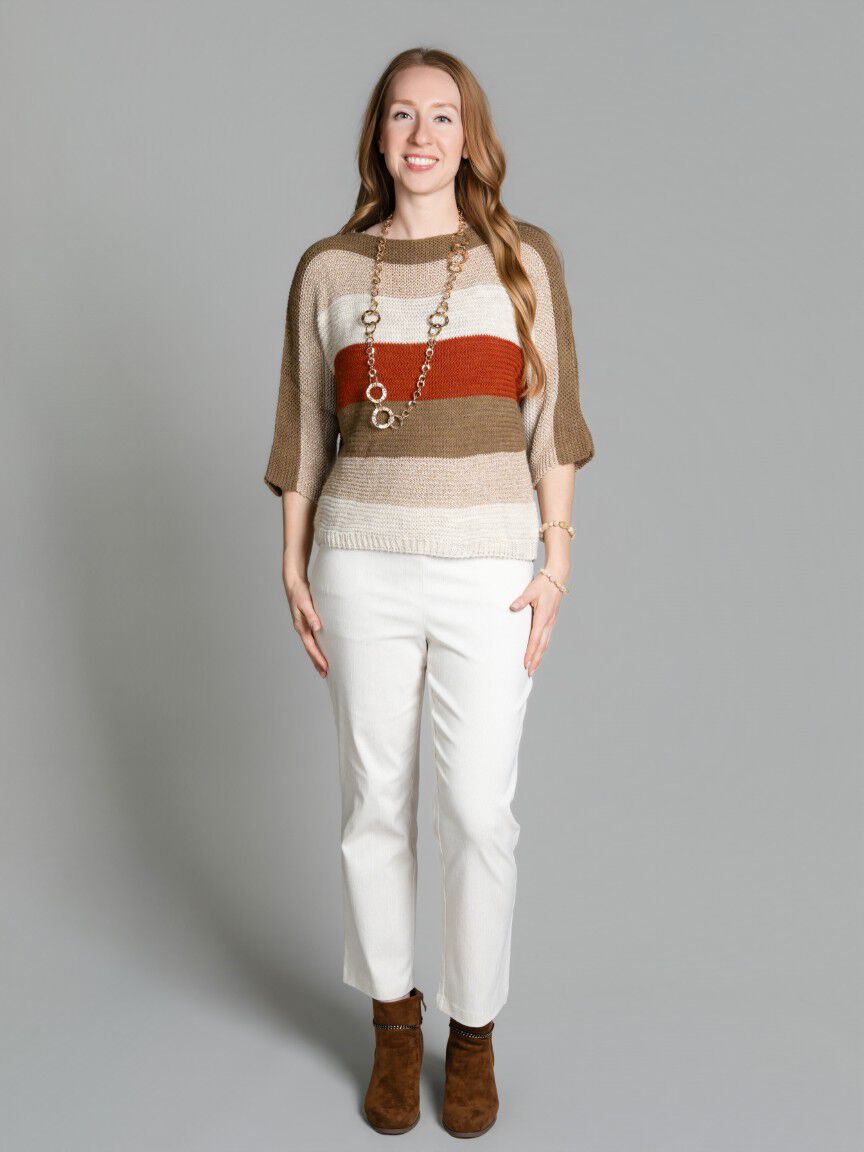 3/4 Sleeve Lurex Knit Sweater