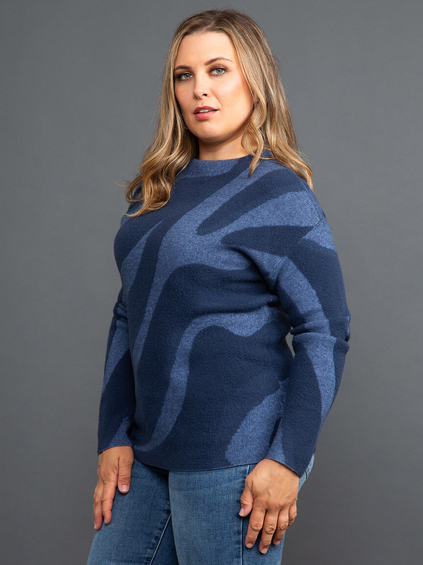 Two-Tone Plush Knit Sweater Image 3