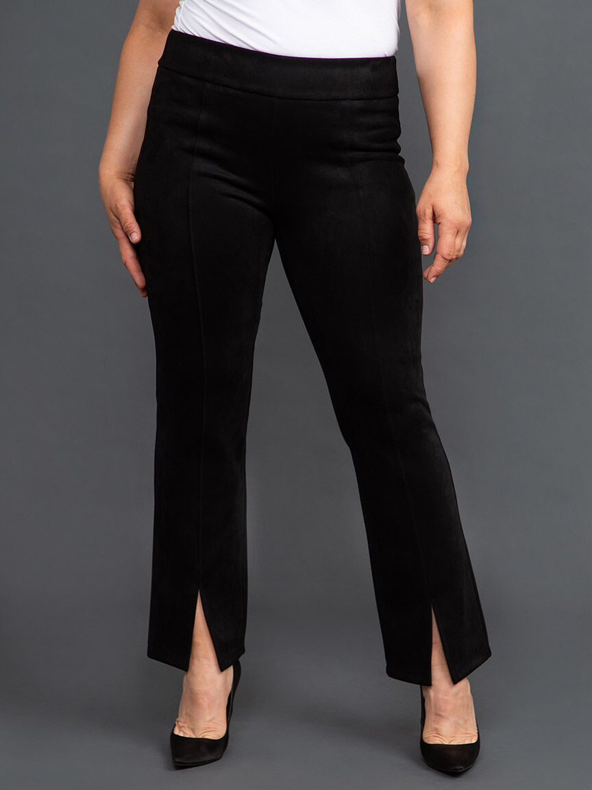 Faux Suede Front Slit Pull-On Pant Image 1