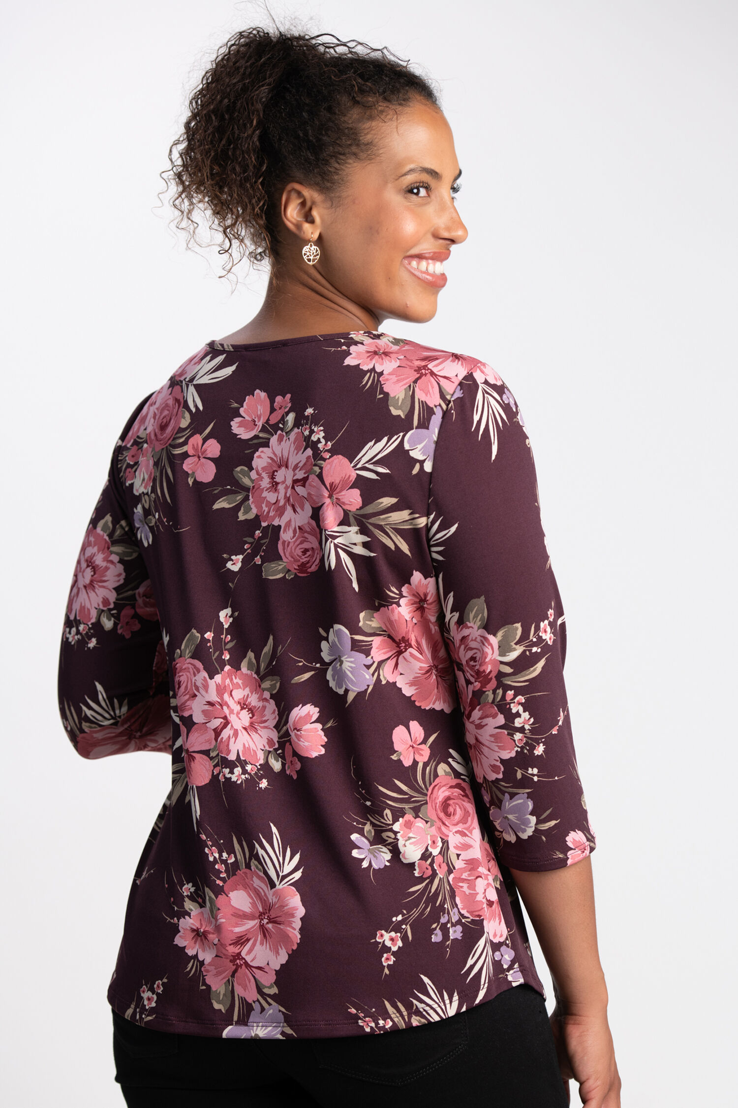 &frac34; Sleeve Keyhole Top  Image 5