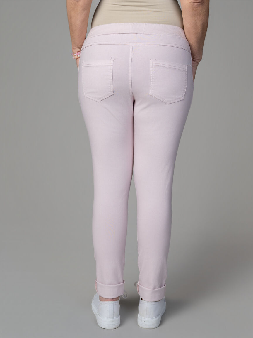 Straight Leg Pull-On Pants With Lurex Drawstrings