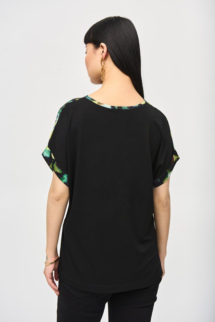 Satin Front Abstract Print Short Sleeve Top Image 3