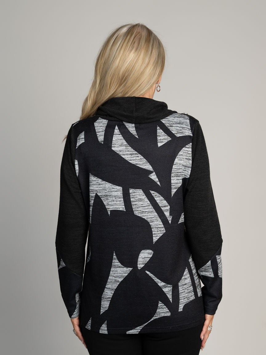 Cowl Neck Top with Mesh Pocket