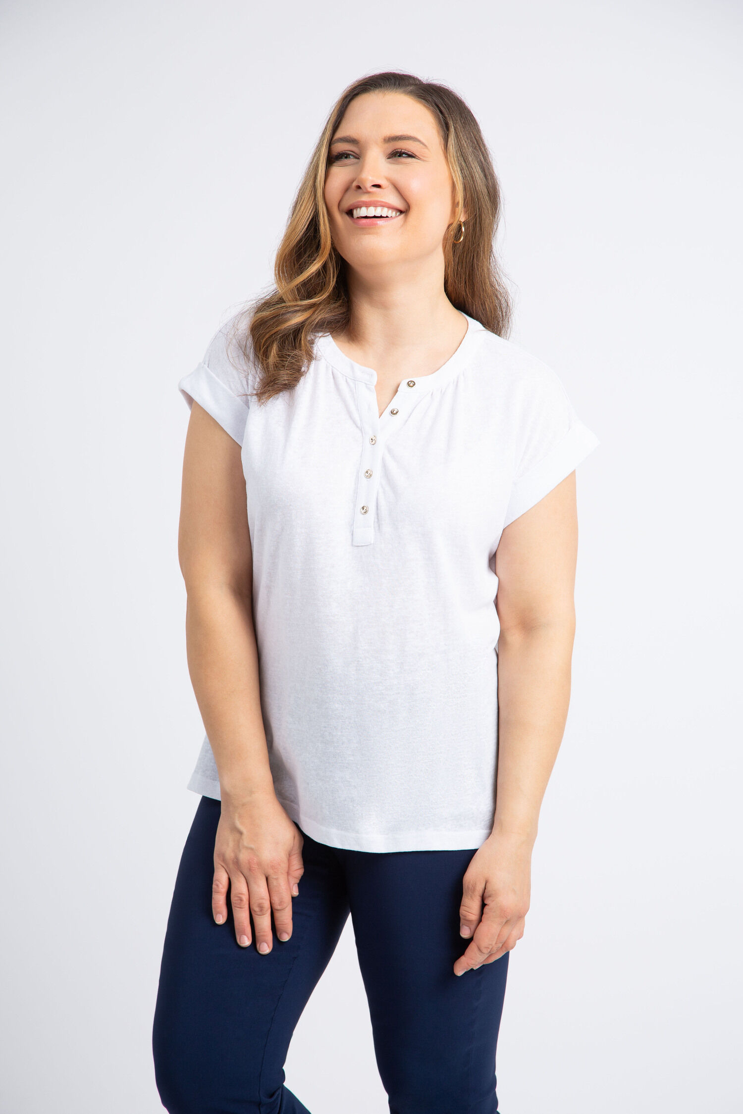 Linen Blend Henley Tee Image 1