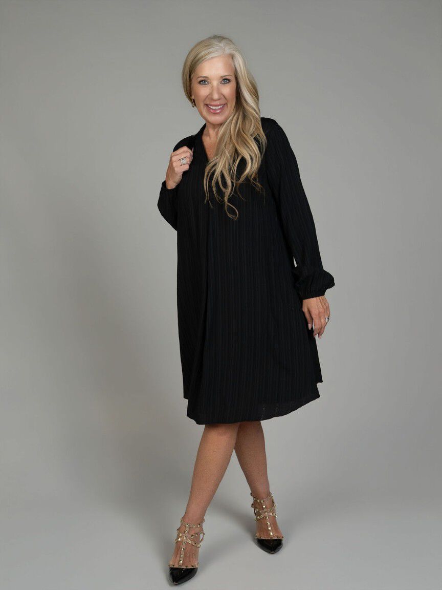 Long Sleeve Crinkle Pleated Dress