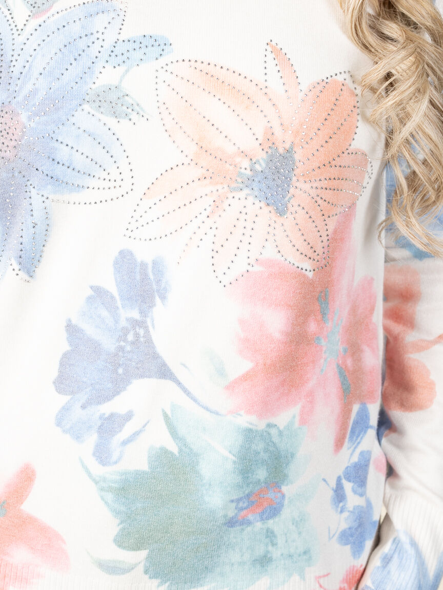 Long Sleeve Floral Sweater Image 3