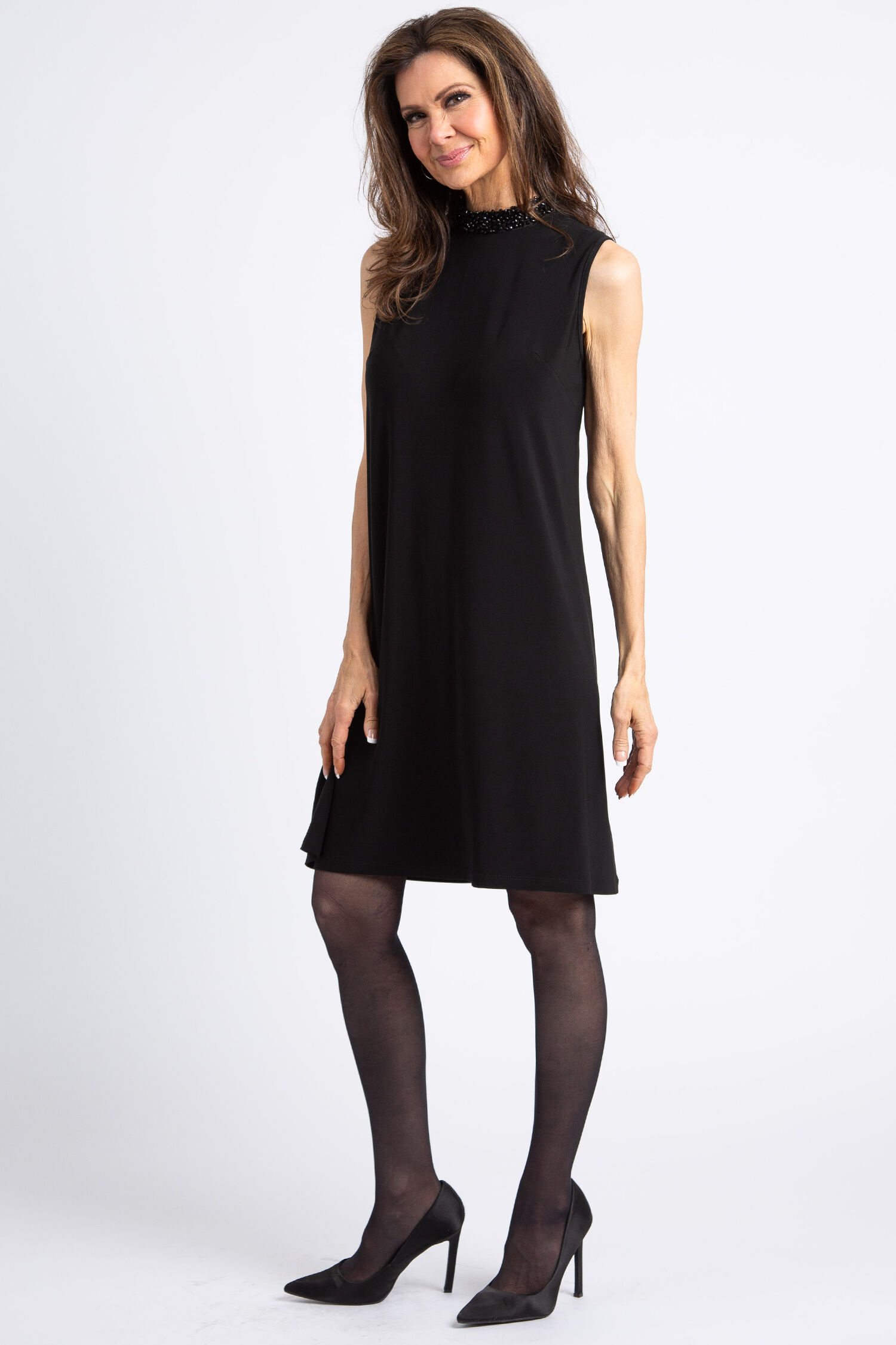 Sleeveless Jeweled Mock Neck Dress Image 2