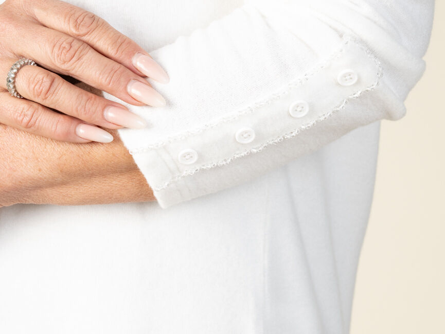 Long Sleeve Top with Bead and Button Details