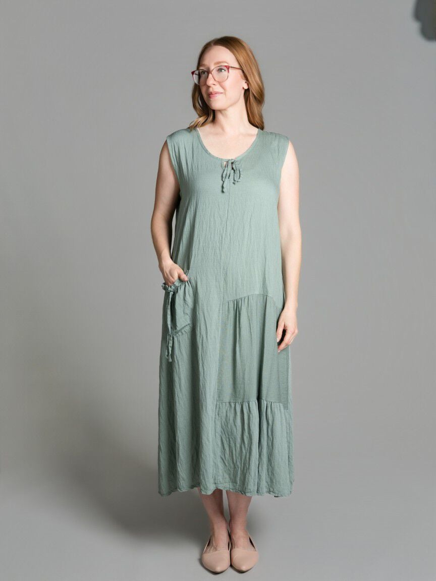 Sleeveless Midi Dress With Pocket