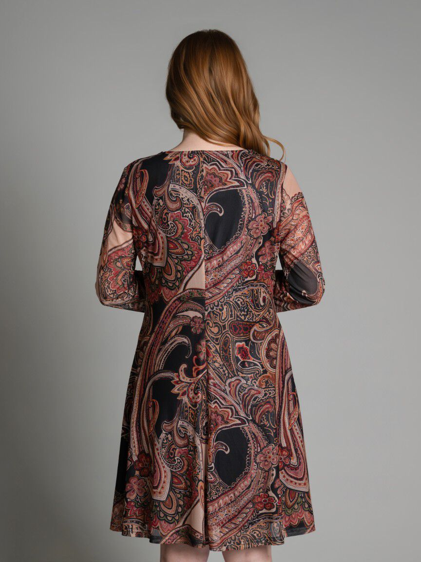 Paisley Mesh Overlay Dress