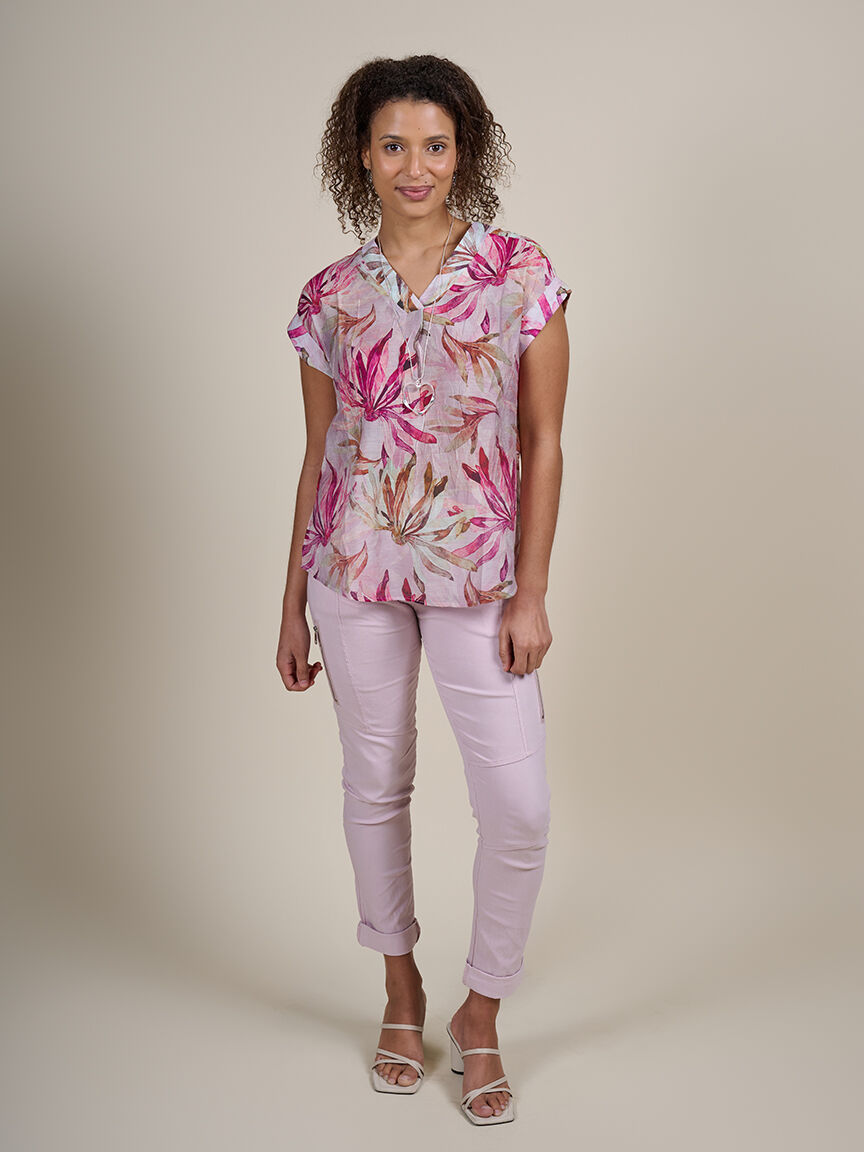 V-Neck Short Sleeve Blouse  Image 1