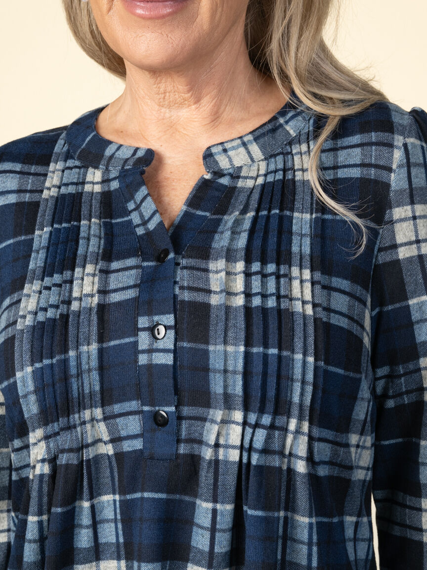 3/4 Sleeve Pintuck Plaid Tunic Image 3