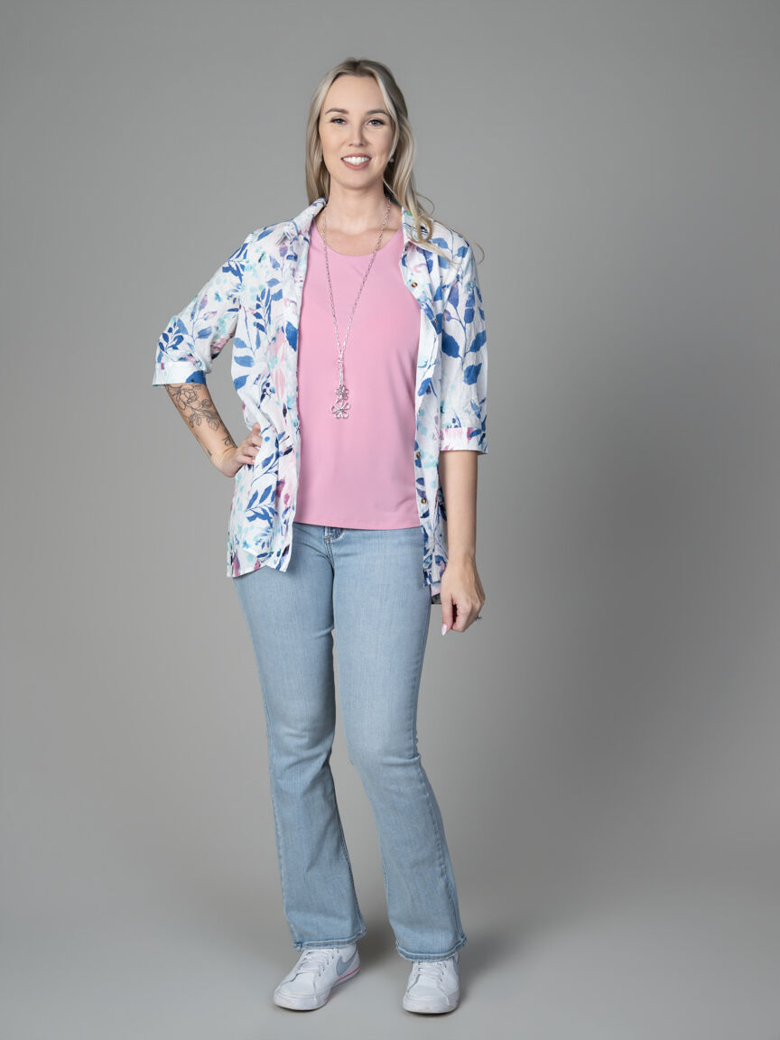 3/4 Sleeve Button Front Tunic