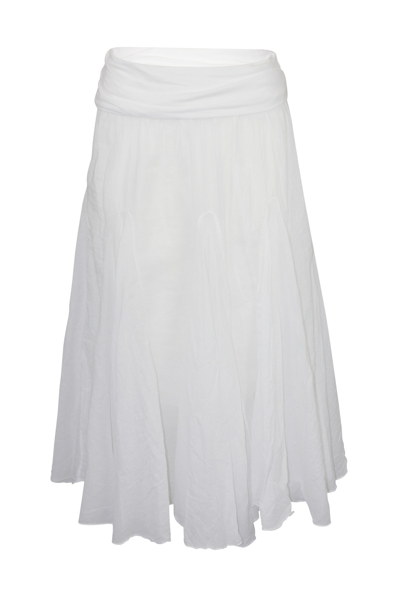 Cotton A-Line Skirt with Fold Over Waist Image 1