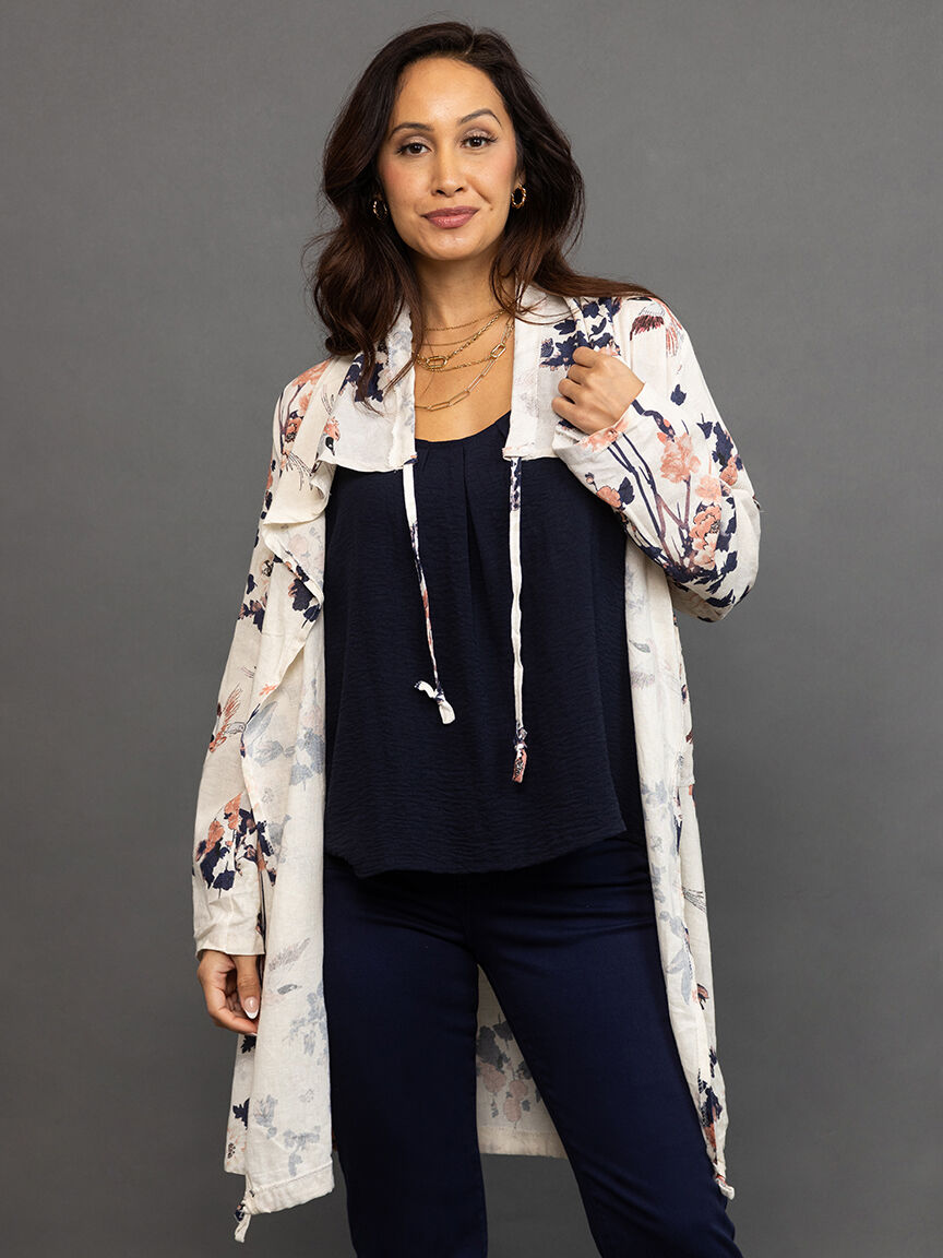 Long sleeved floral cardigan with front pockets