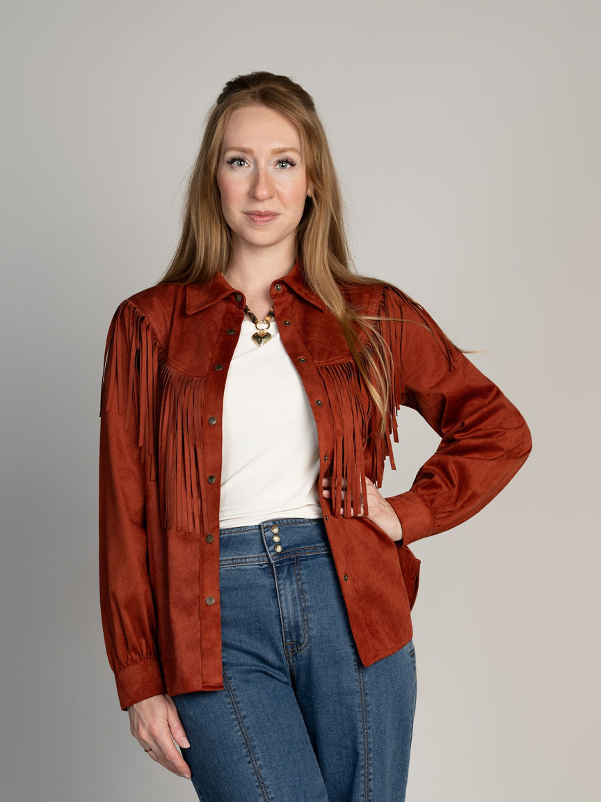 Faux Suede Fringe Jacket