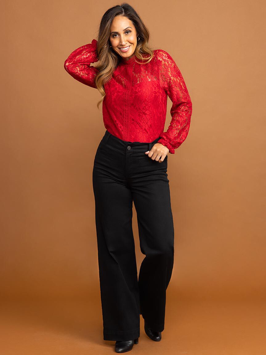 Floral Laced Long Sleeve Blouse