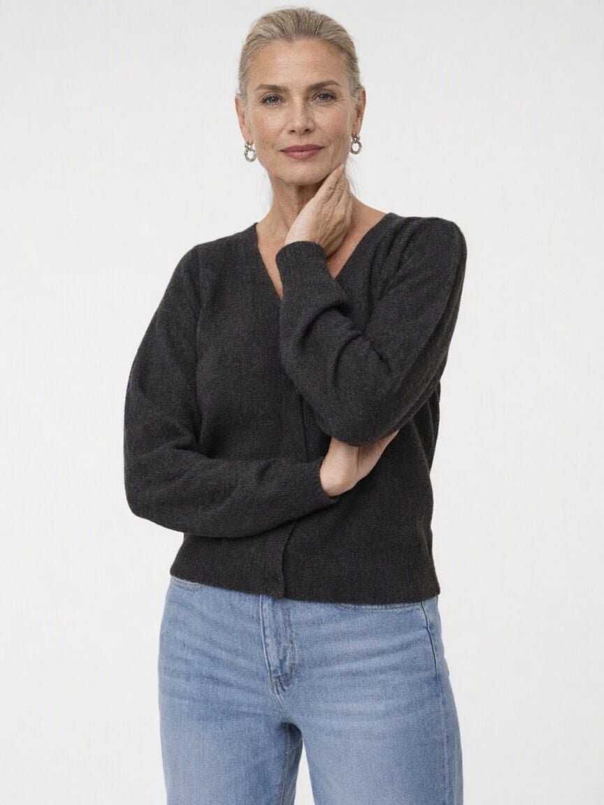 V-Neck Button Front Cardigan
