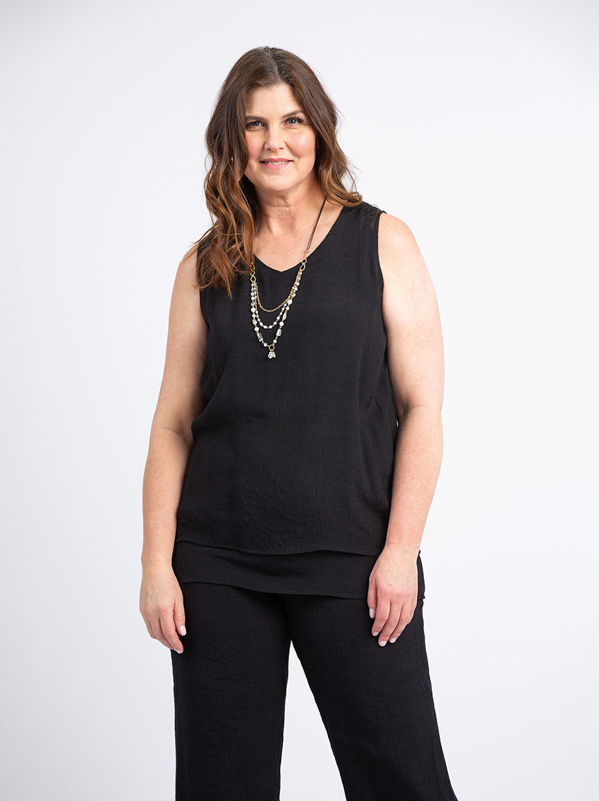 Sleeveless Layered V-Neck Top Image 2
