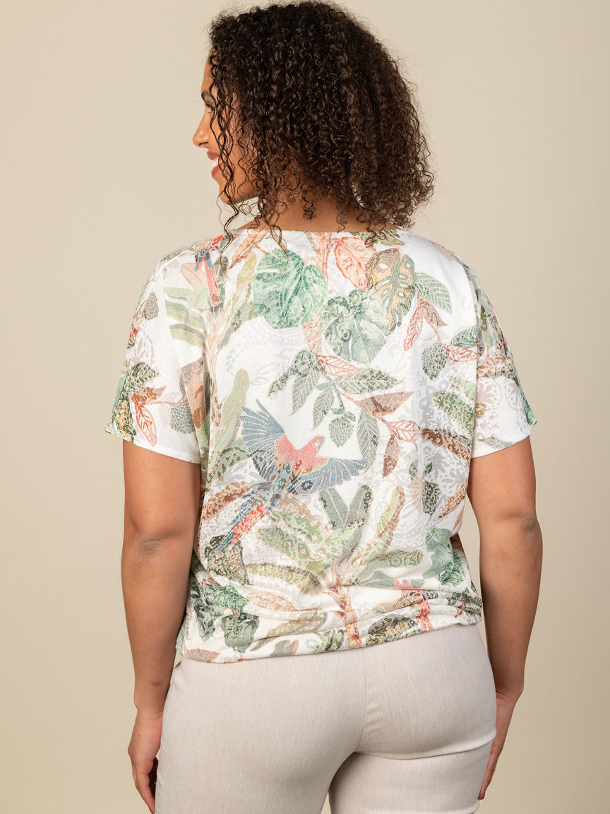 Short Sleeve Parot Print Top Image 3