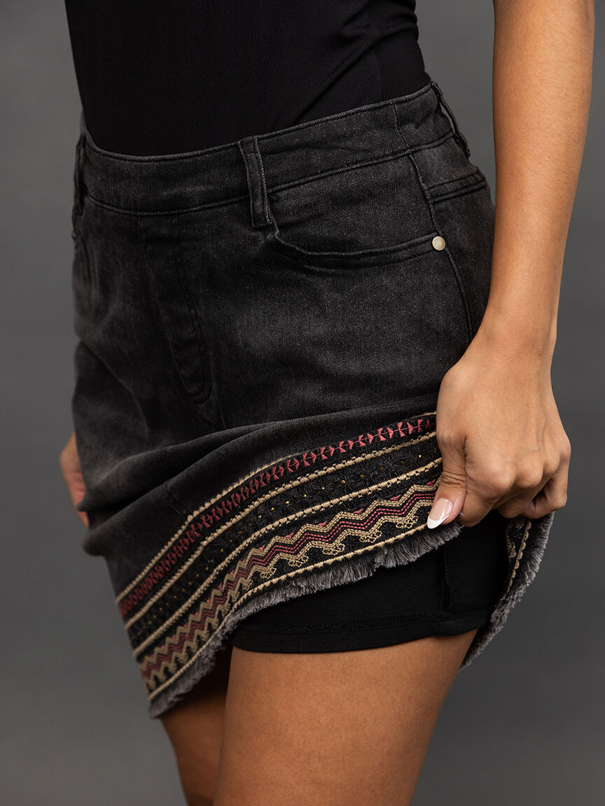 Denim Embellished Skirt Image 6