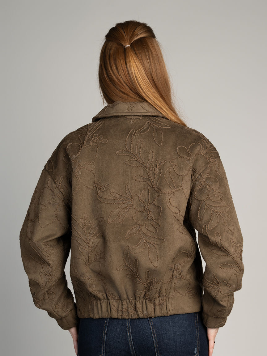 Faux Suede Collared Jacket