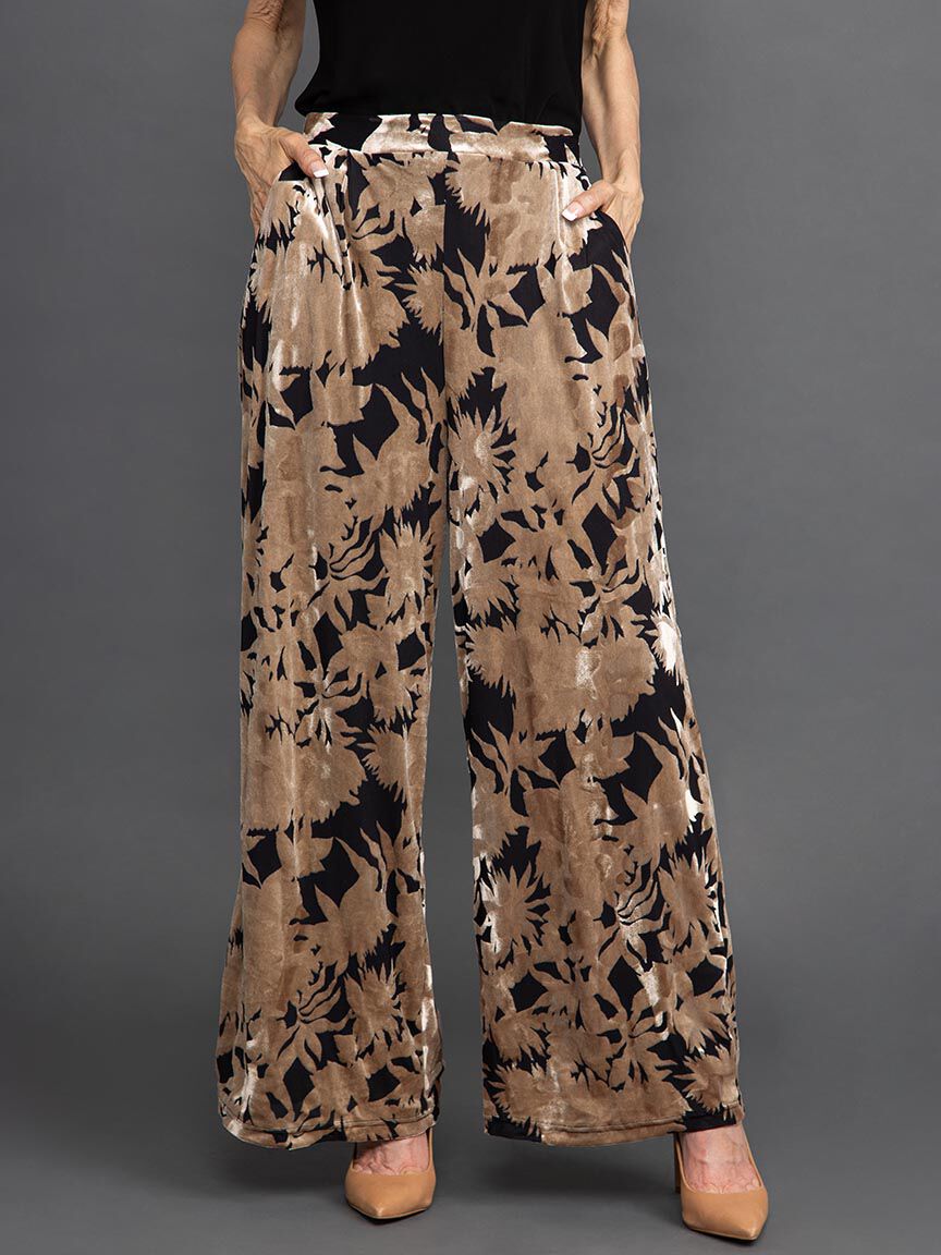 Velour Burnout Wide-Leg Pull-On Pant  Image 2