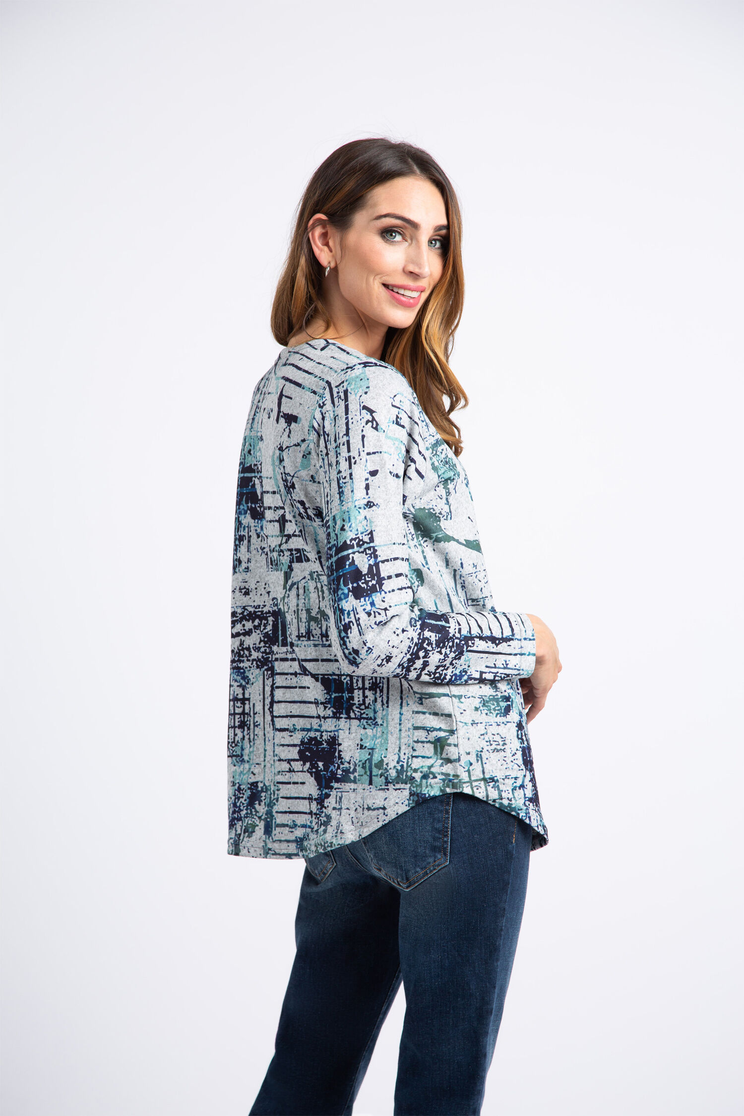 Long Sleeve Multi-Print Top Image 3