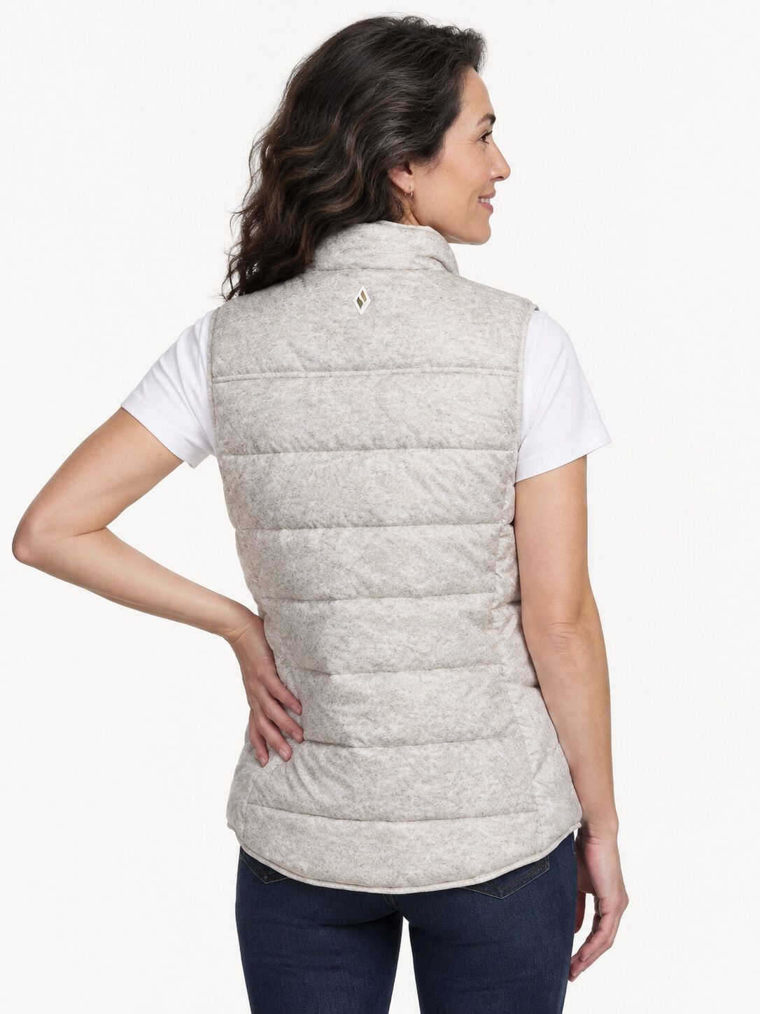 Sketchers Beige Print Puffer Vest 