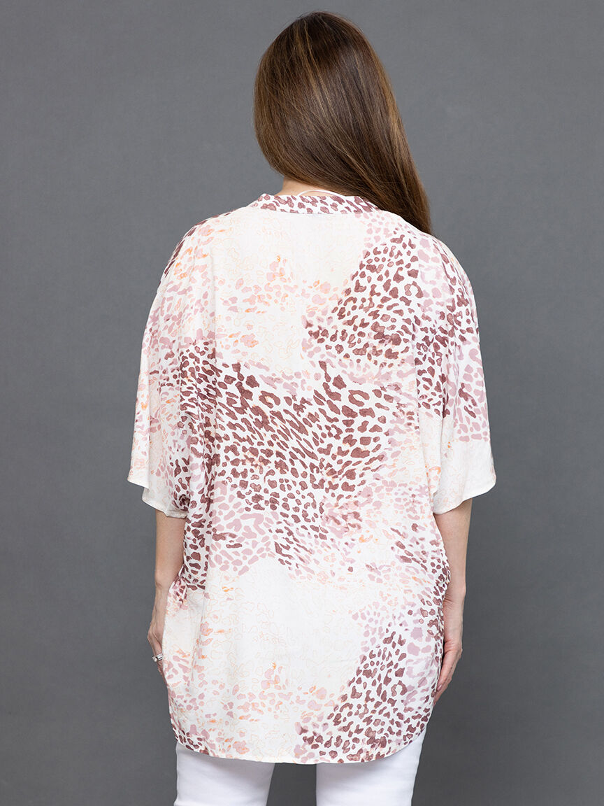 Animal Print Oversized Dolman Sleeve Top