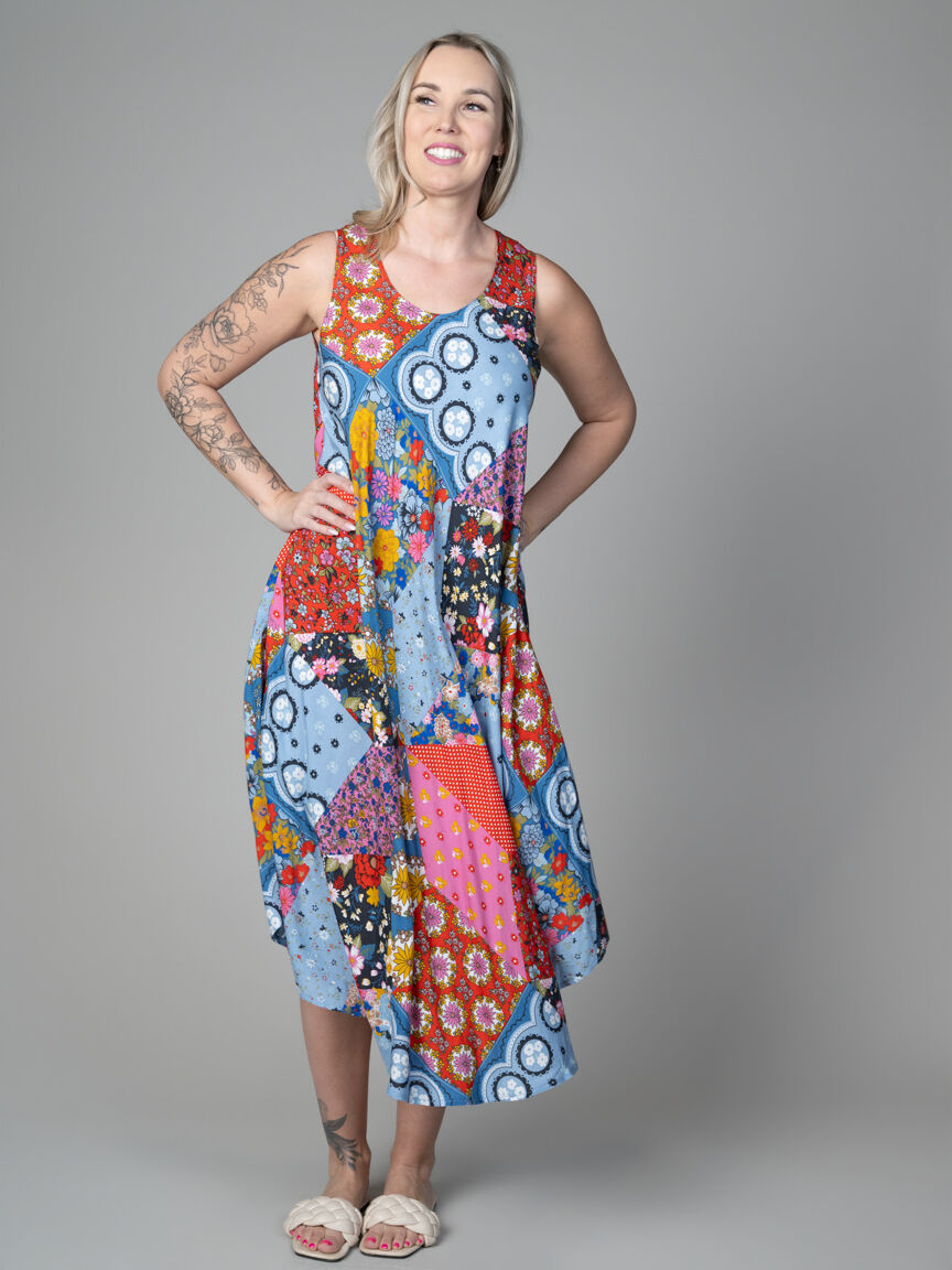 Sleeveless Patchwork Maxi Dress