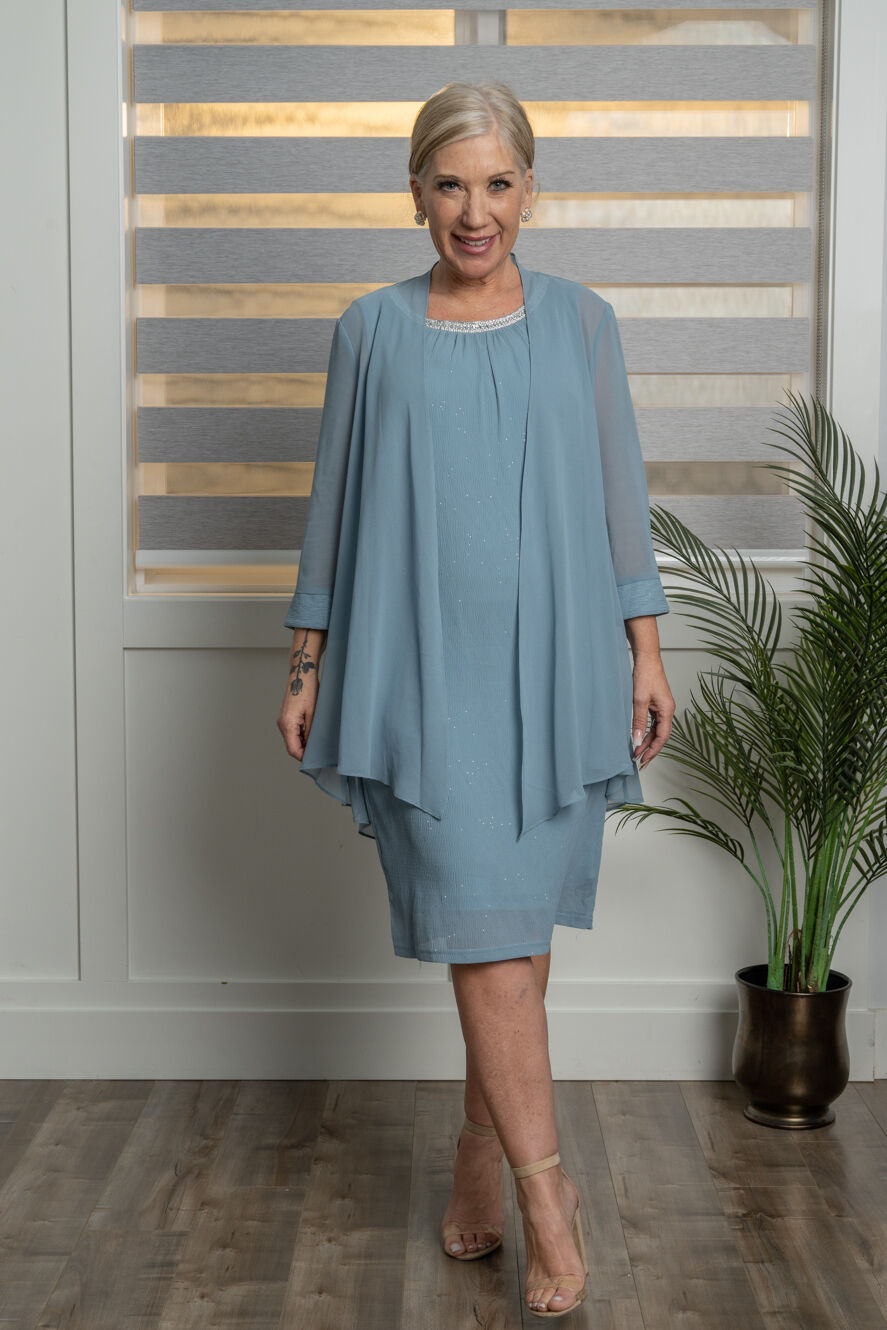 Sleeveless Layered Bling Neck Dress Image 1