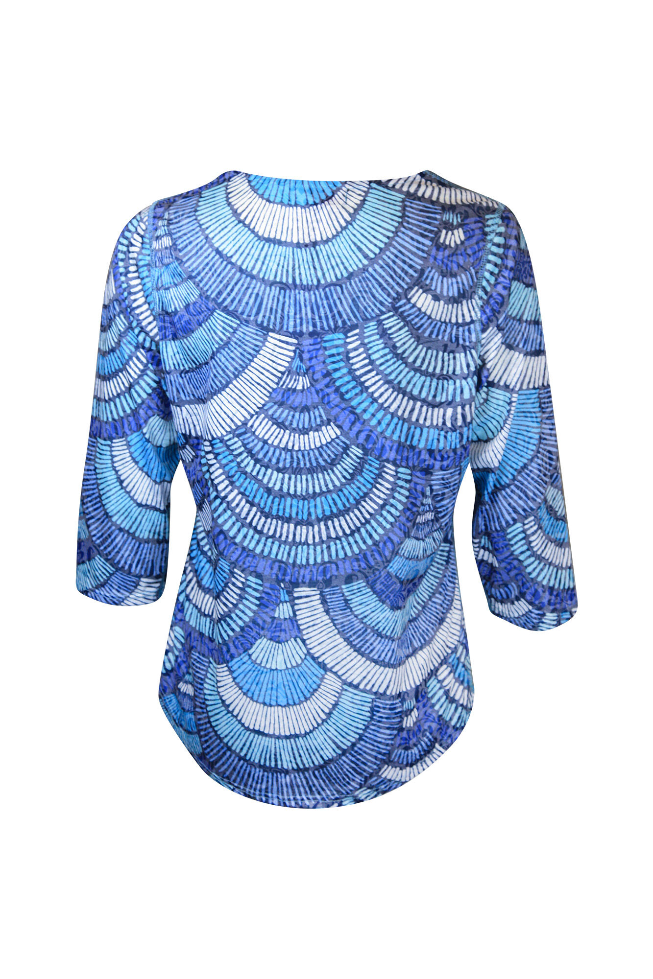 Printed Notched Neck 3/4 Sleeve Top Image 2