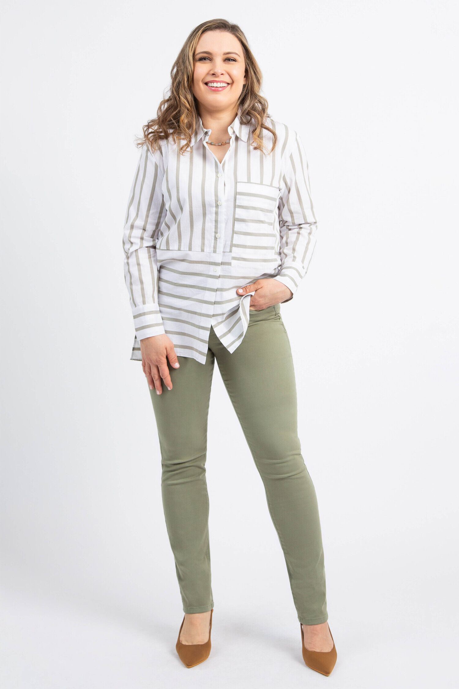 Striped Cotton Button-Up Shirt Image 2