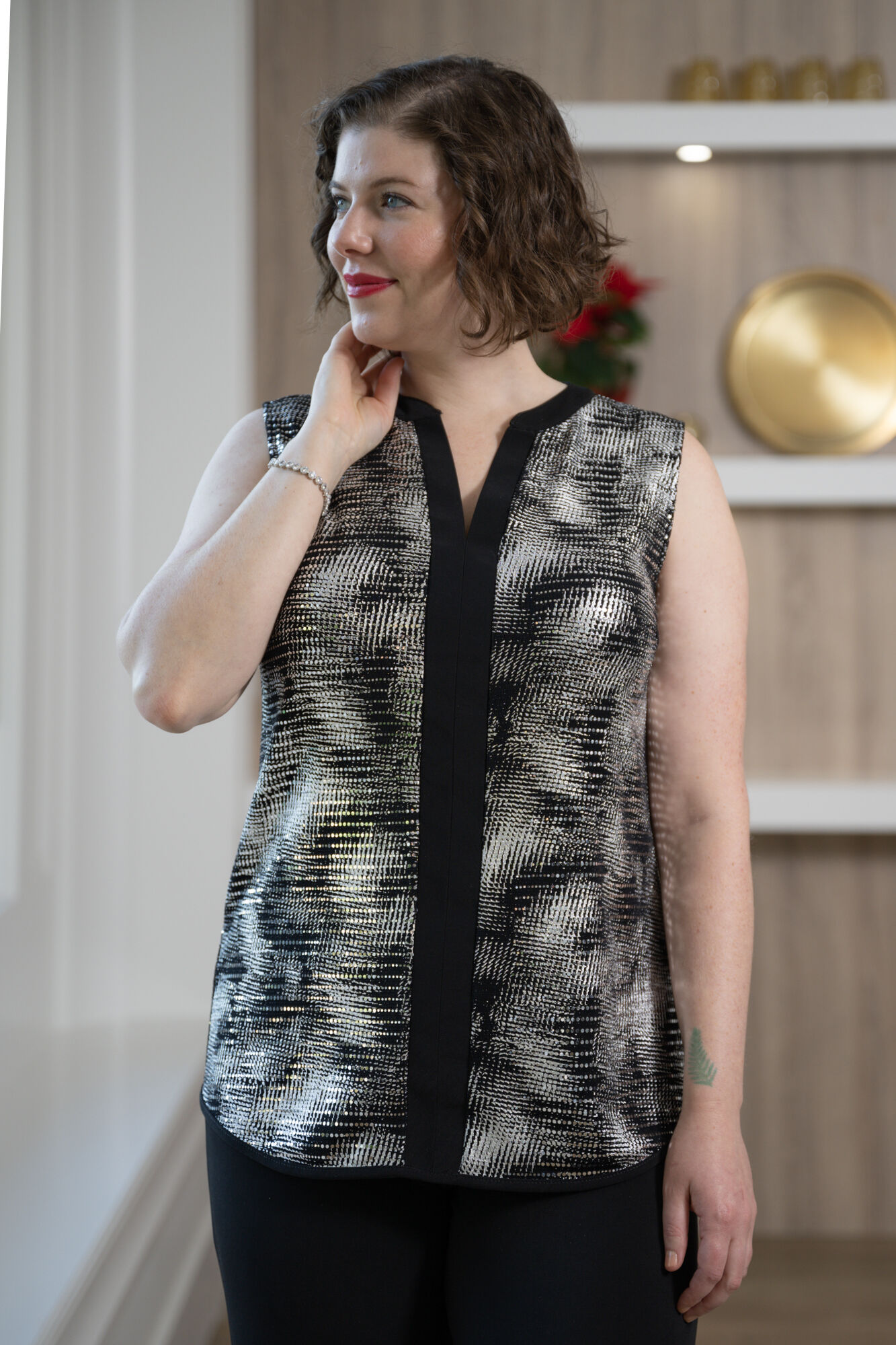 Dressy Notch Taupe Tank  Image 1