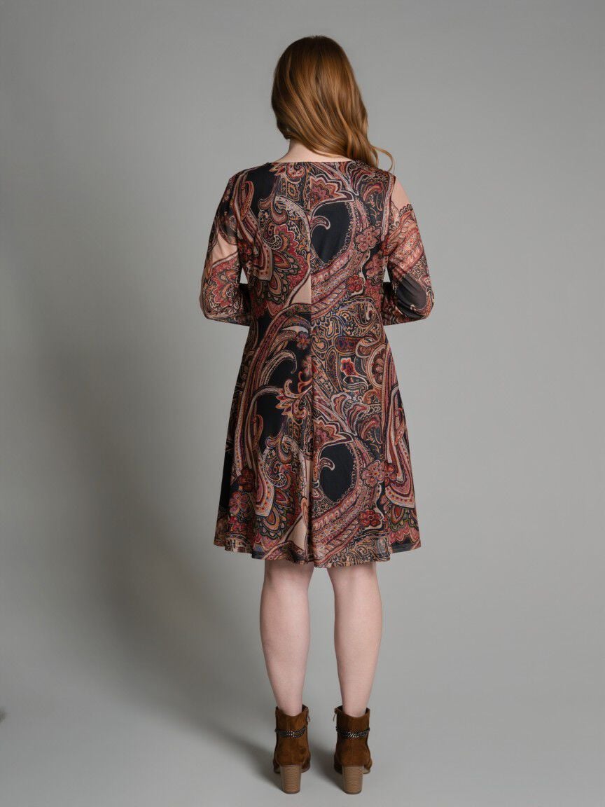 Paisley Mesh Overlay Dress