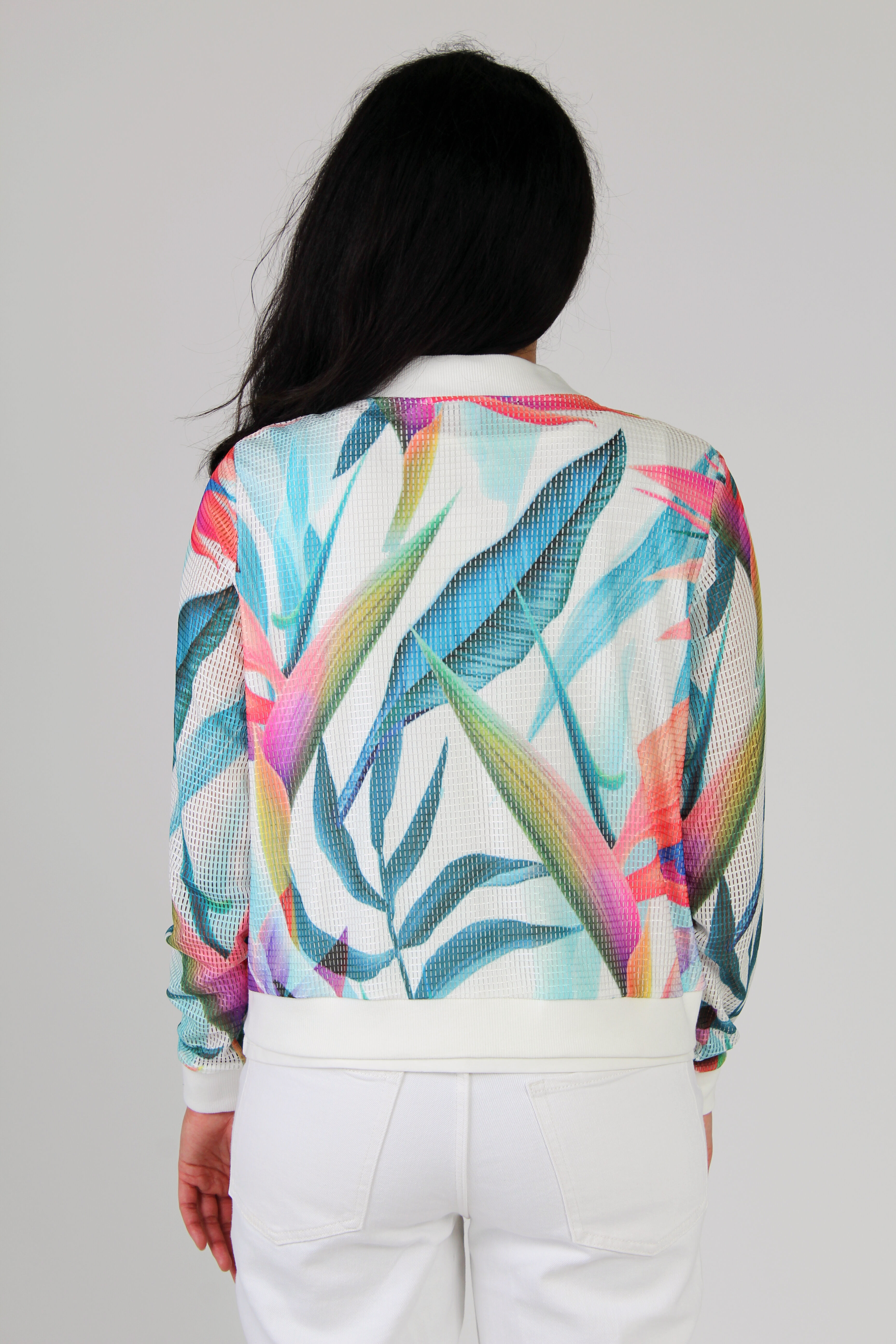 Mesh Overlay Bomber Jacket Image 2