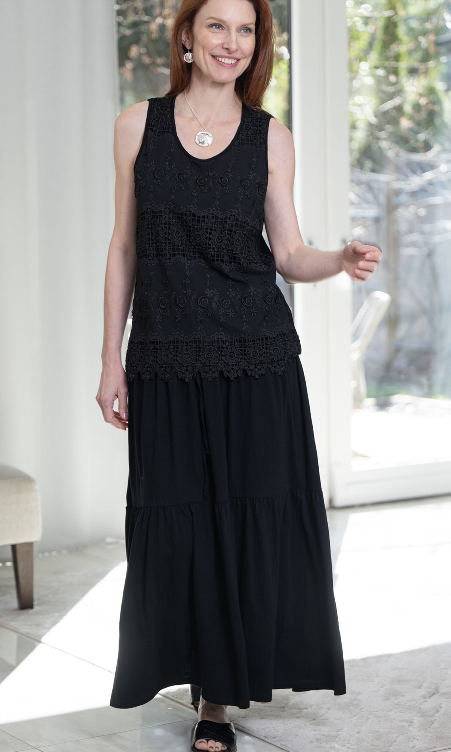 100% Cotton Tiered Maxi Skirt Image 1