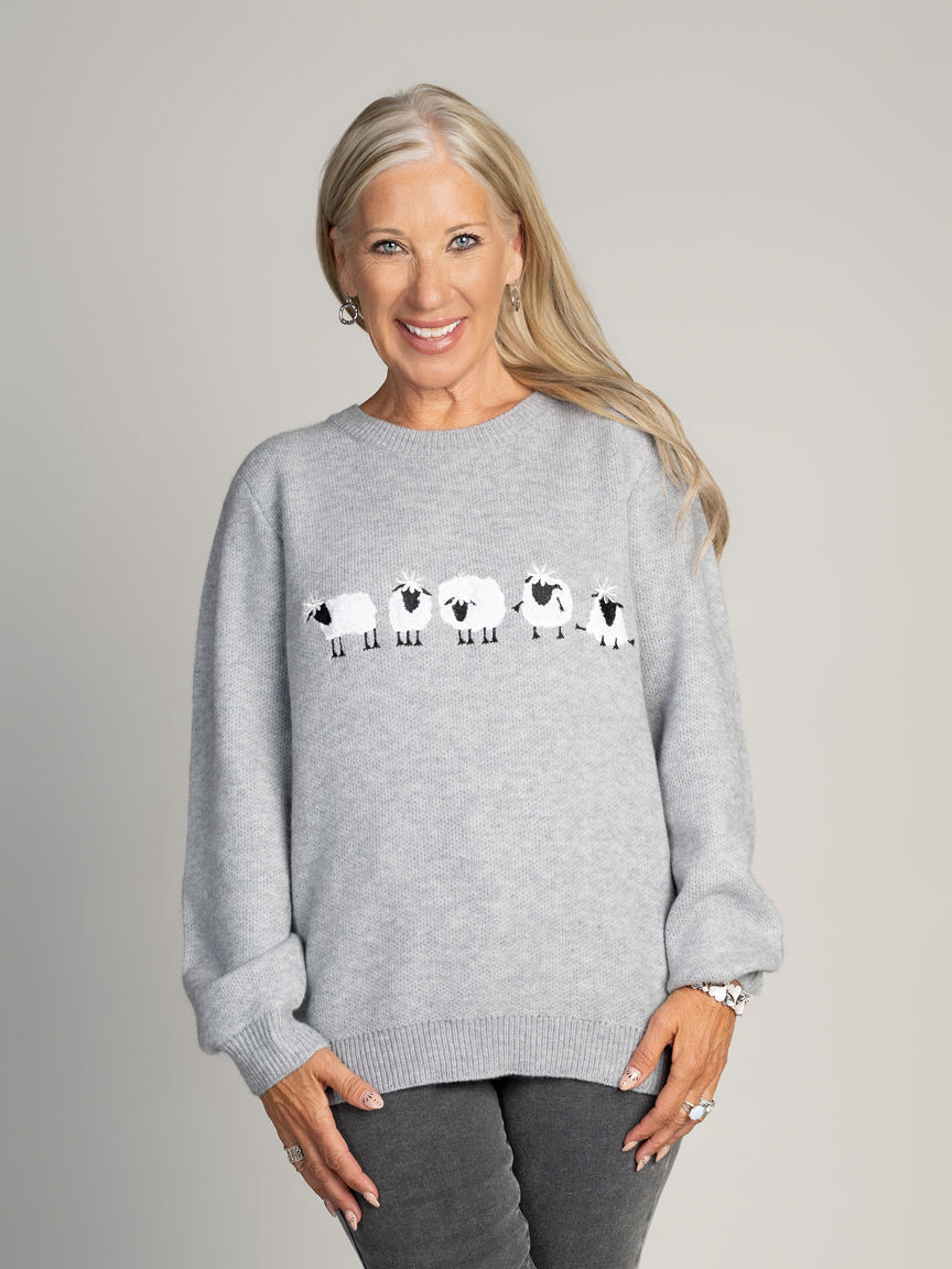 Crew Neck Sheep Detail Sweater